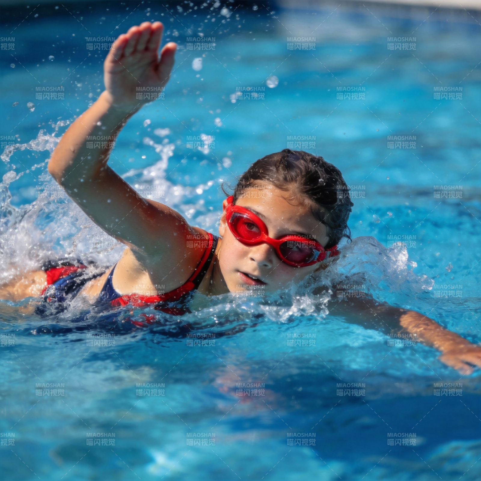 泳池中的小女孩图片