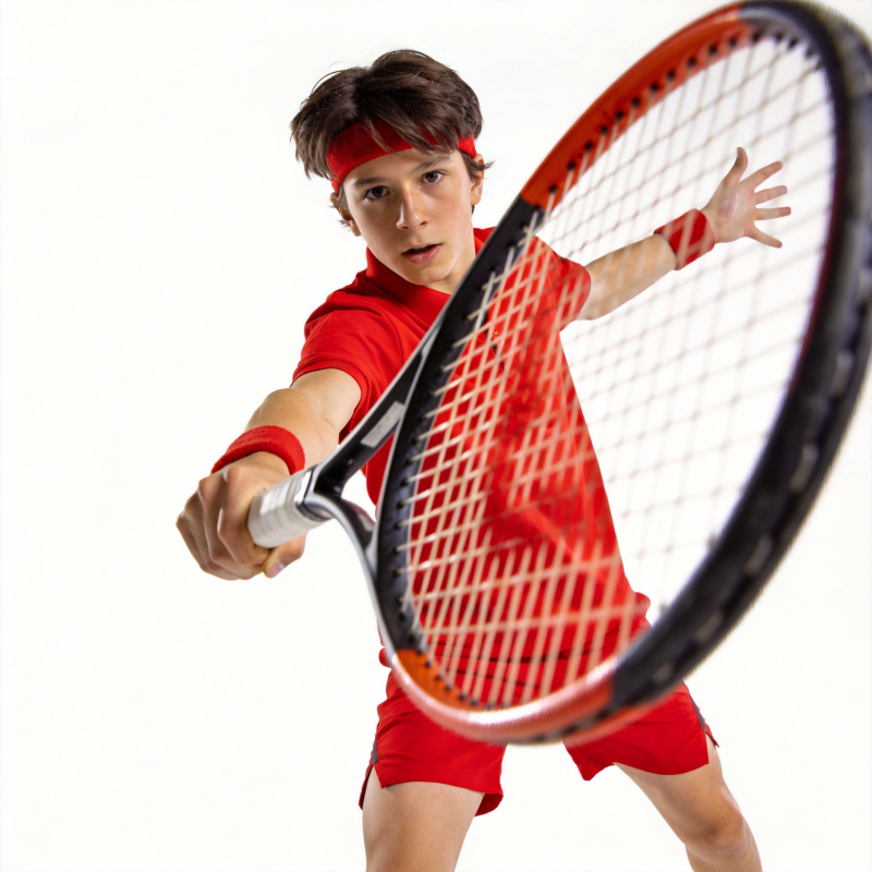 少年挥拍击球瞬间图片