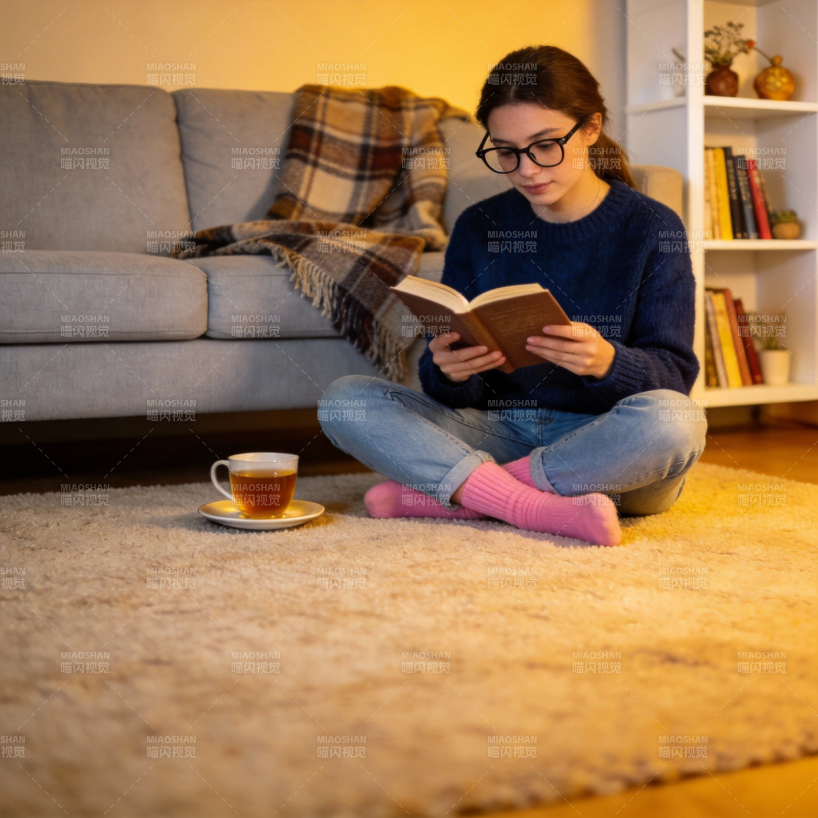 暖光下静读时光图片