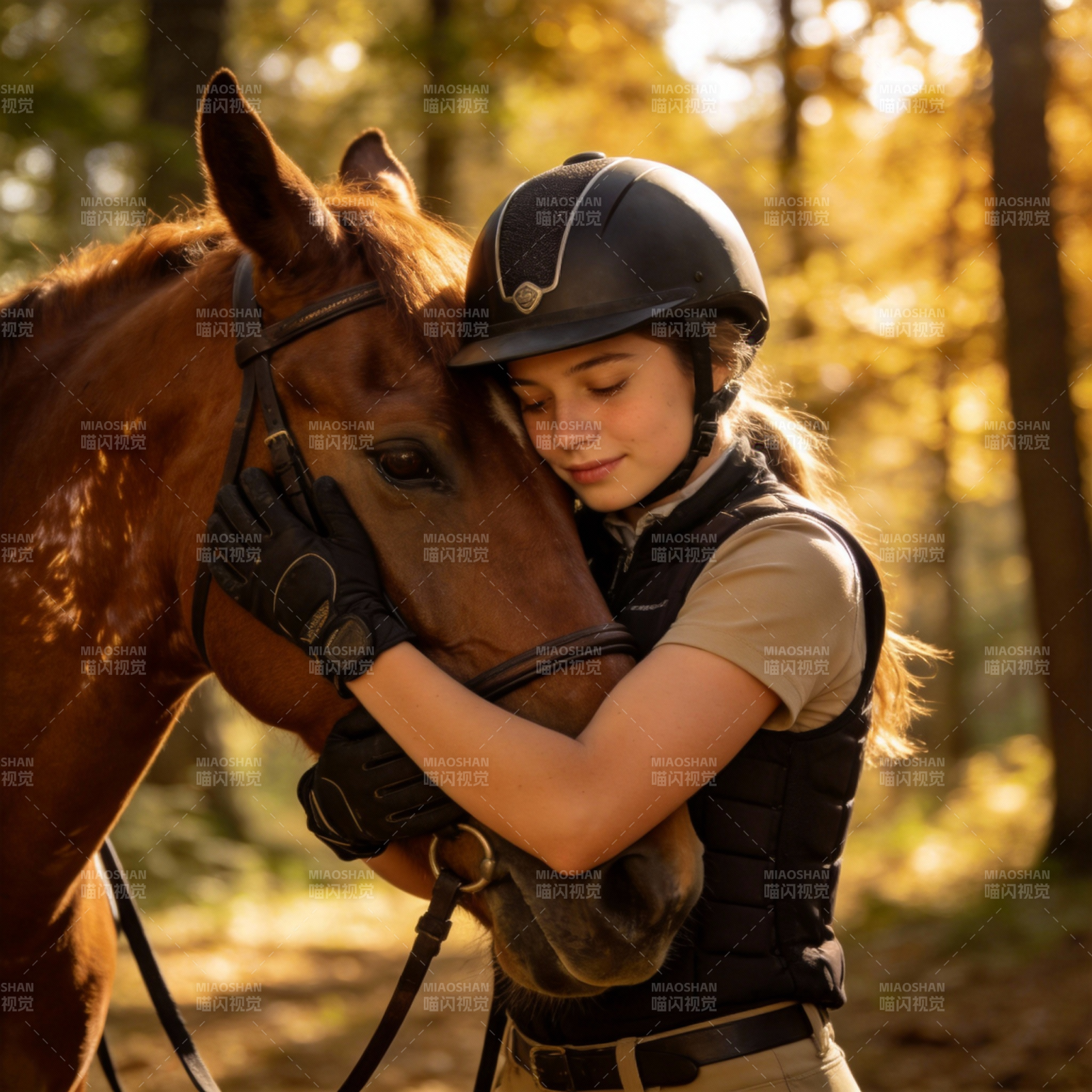 骑手与马的温馨时刻图片