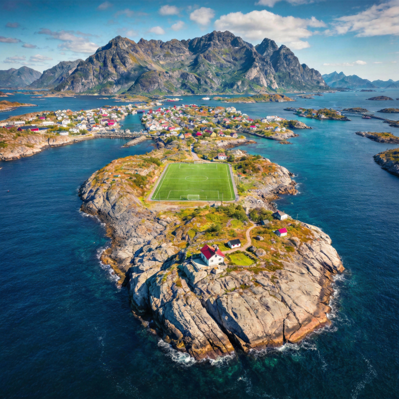 海岛足球场奇景图片