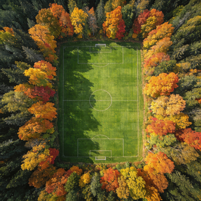 秋林中的绿茵场图片