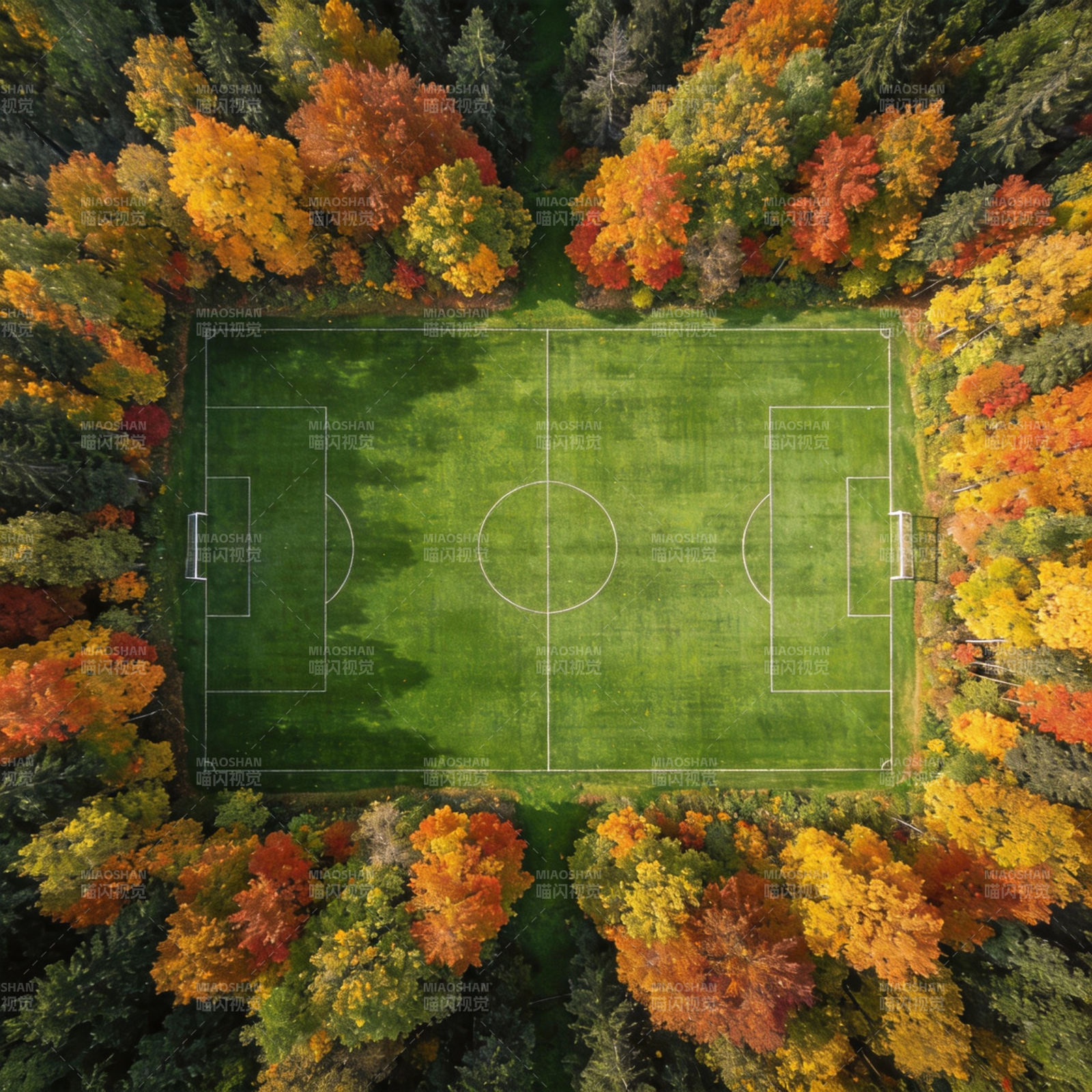秋林中的足球场图片