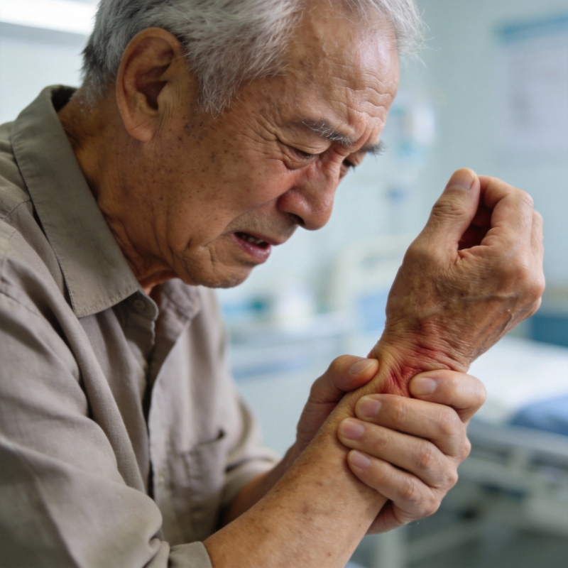 老人手痛难忍图片