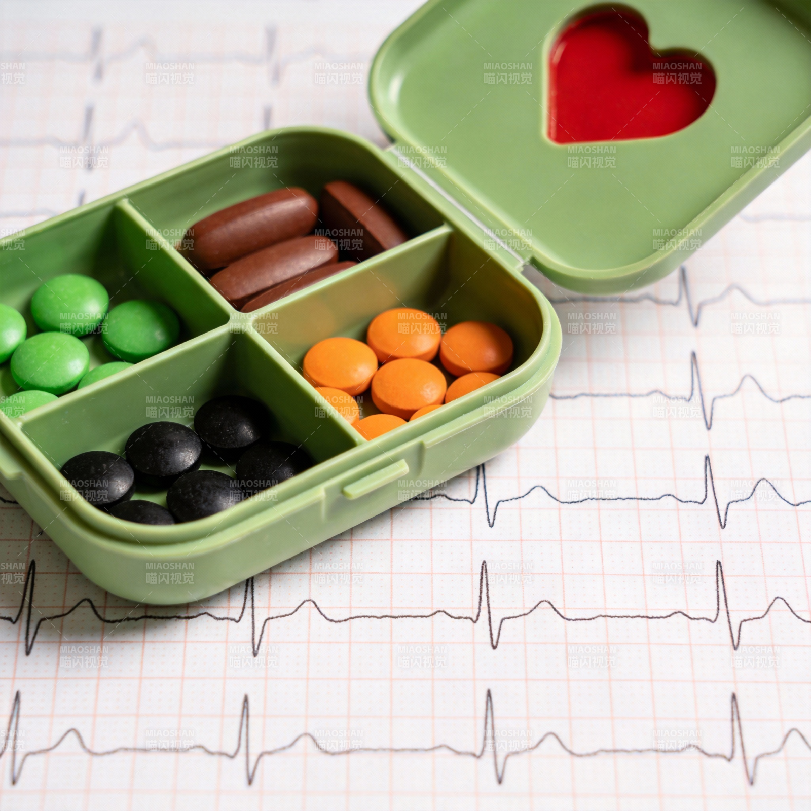 药盒与心电图图片