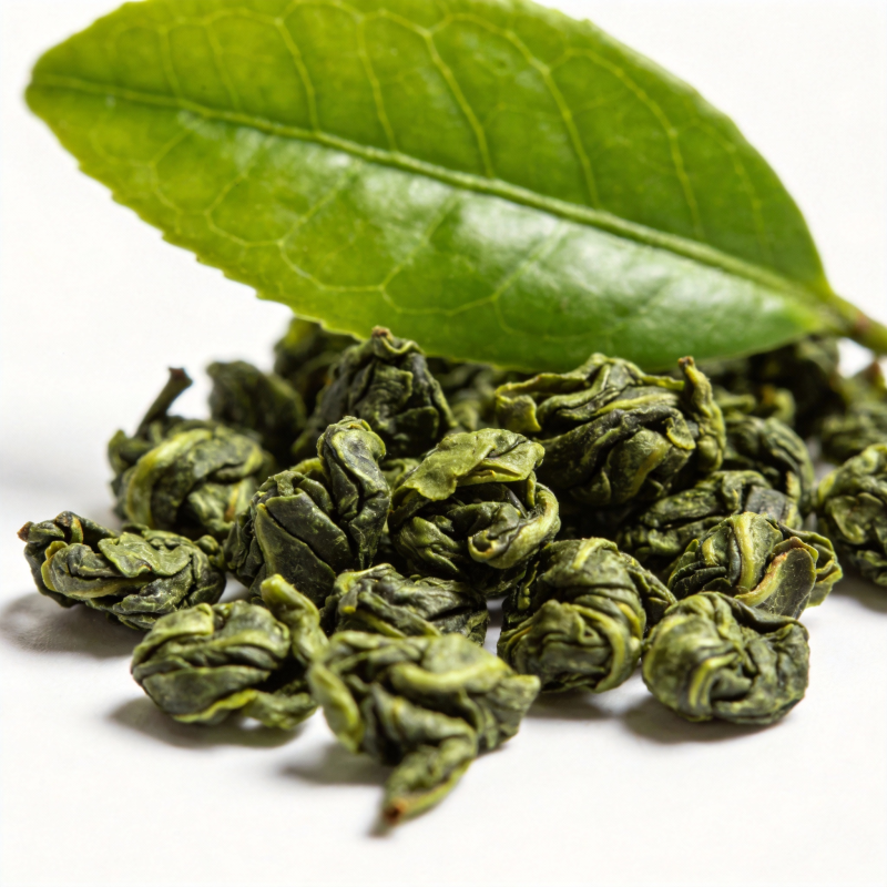 绿茶与茶叶特写图片