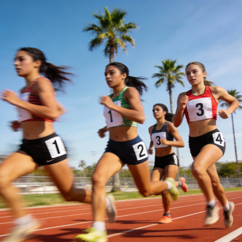 女子田径赛跑瞬间图片