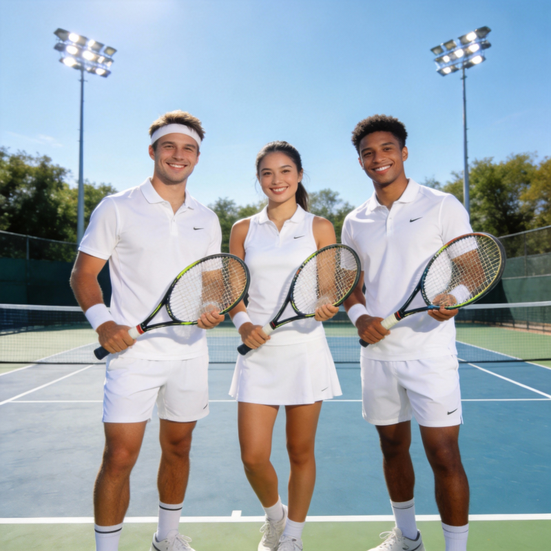 网球三人组微笑合影图片