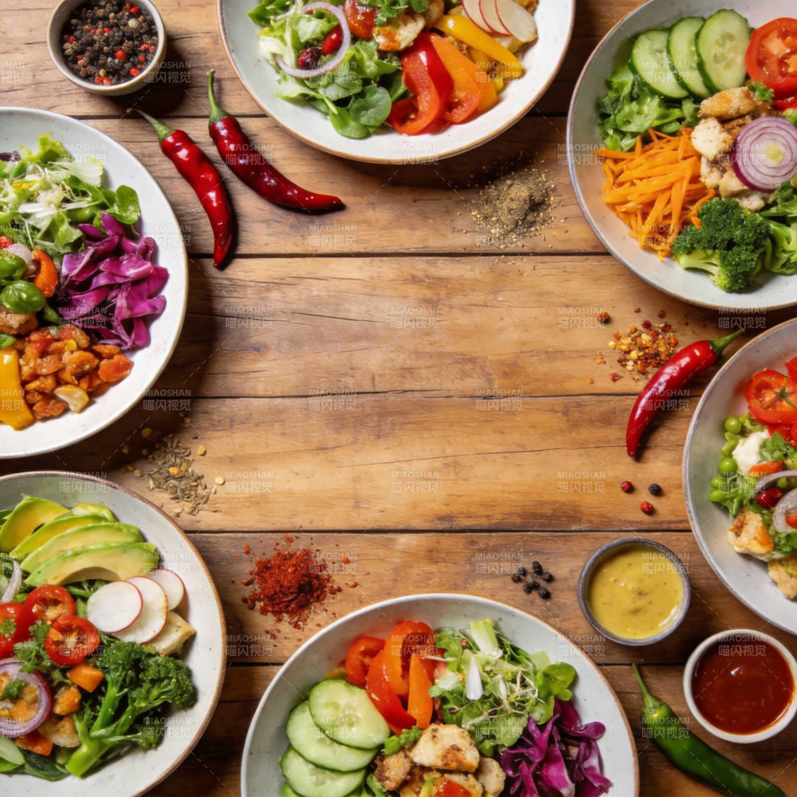 色彩缤纷的健康沙拉图片