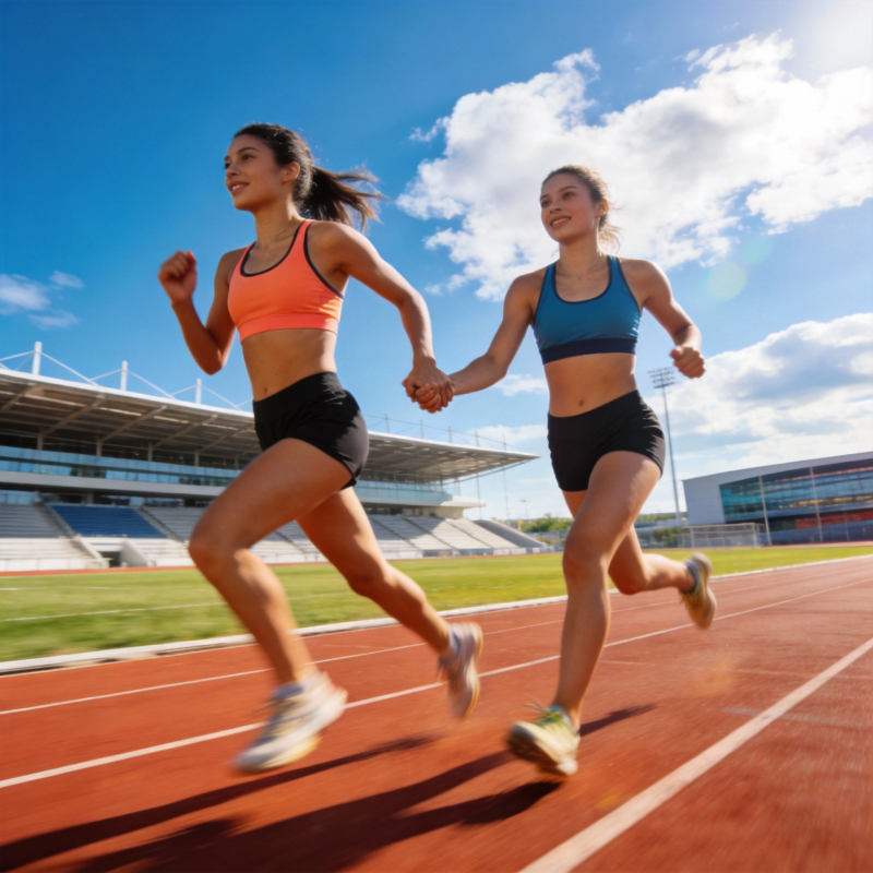 赛道上的双人奔跑图片