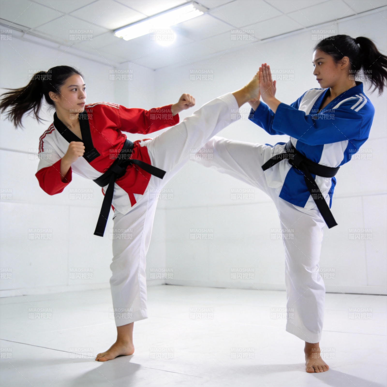 跆拳道对练瞬间图片