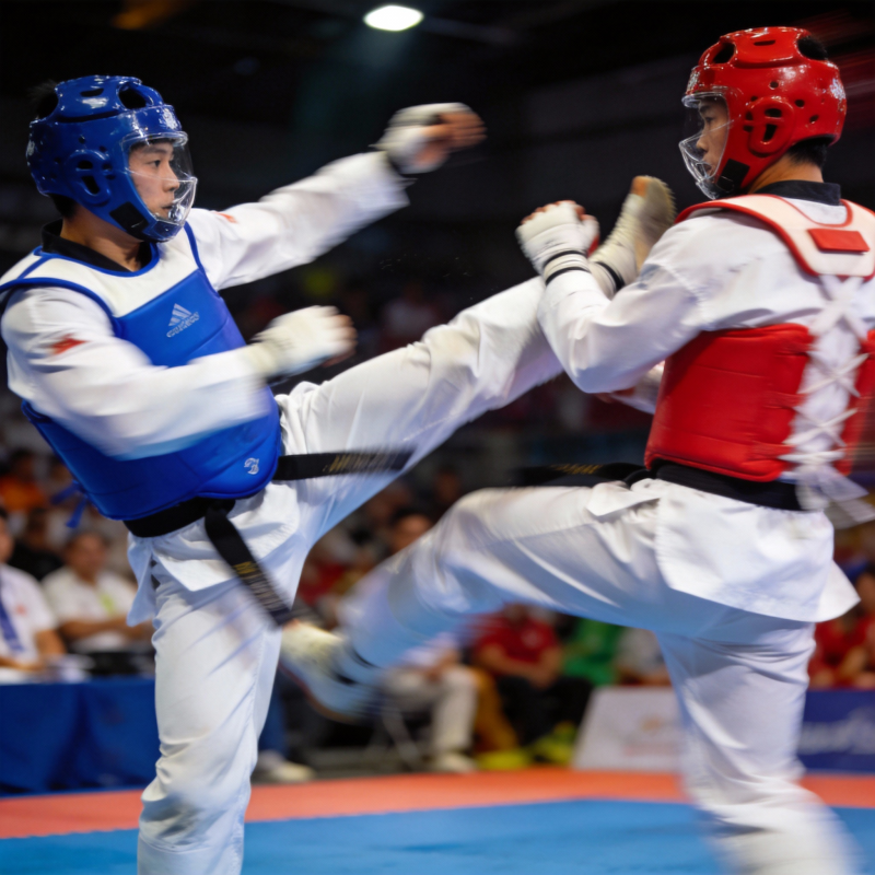 跆拳道激烈对决图片