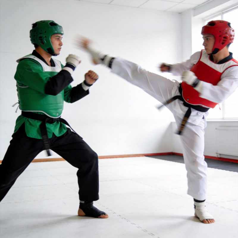 跆拳道对练瞬间图片