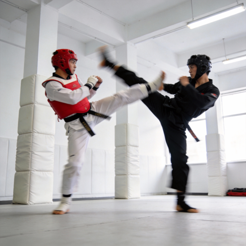 跆拳道对练瞬间图片