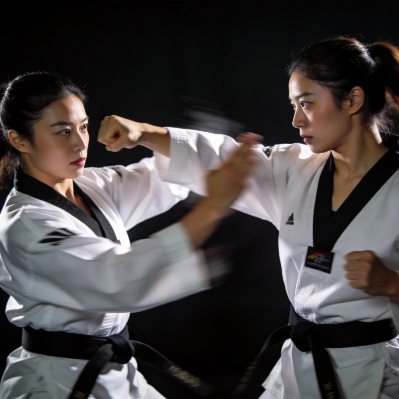 跆拳道对决瞬间图片