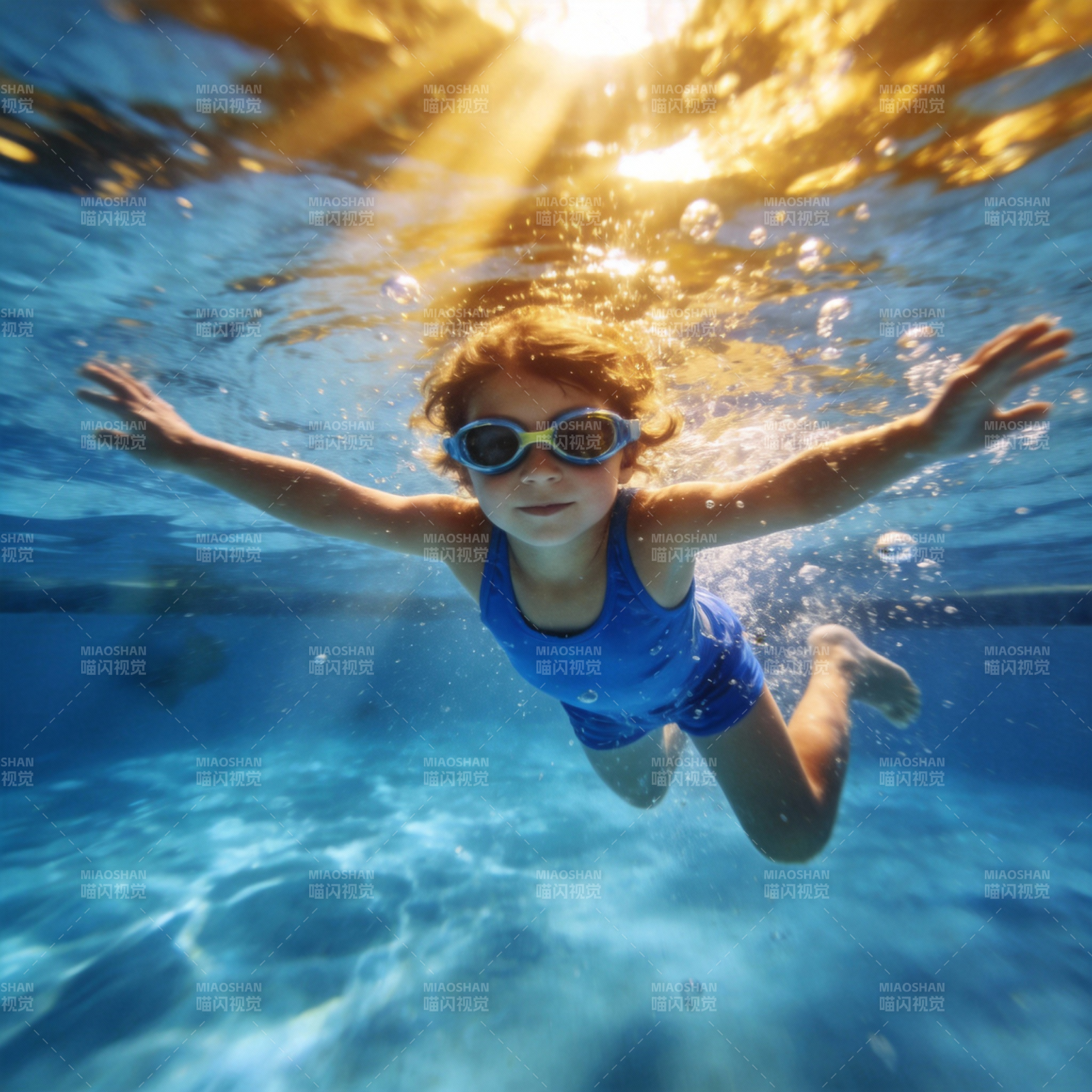 水下畅游的小女孩图片