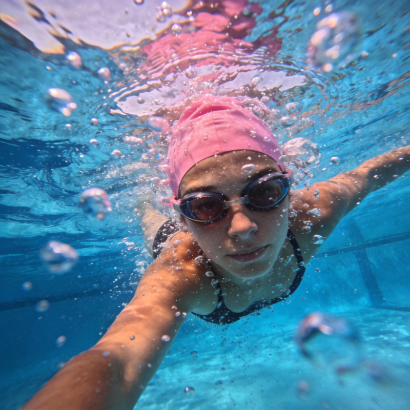 泳池中的少女图片