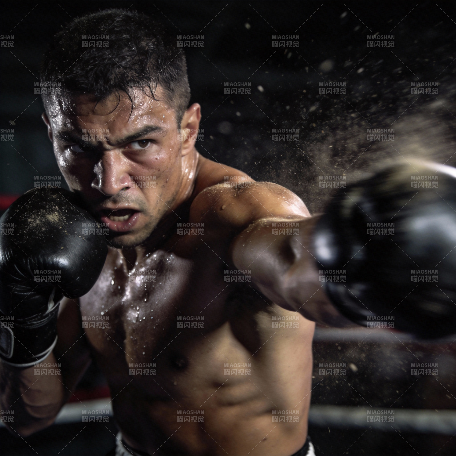 拳击手挥拳瞬间图片