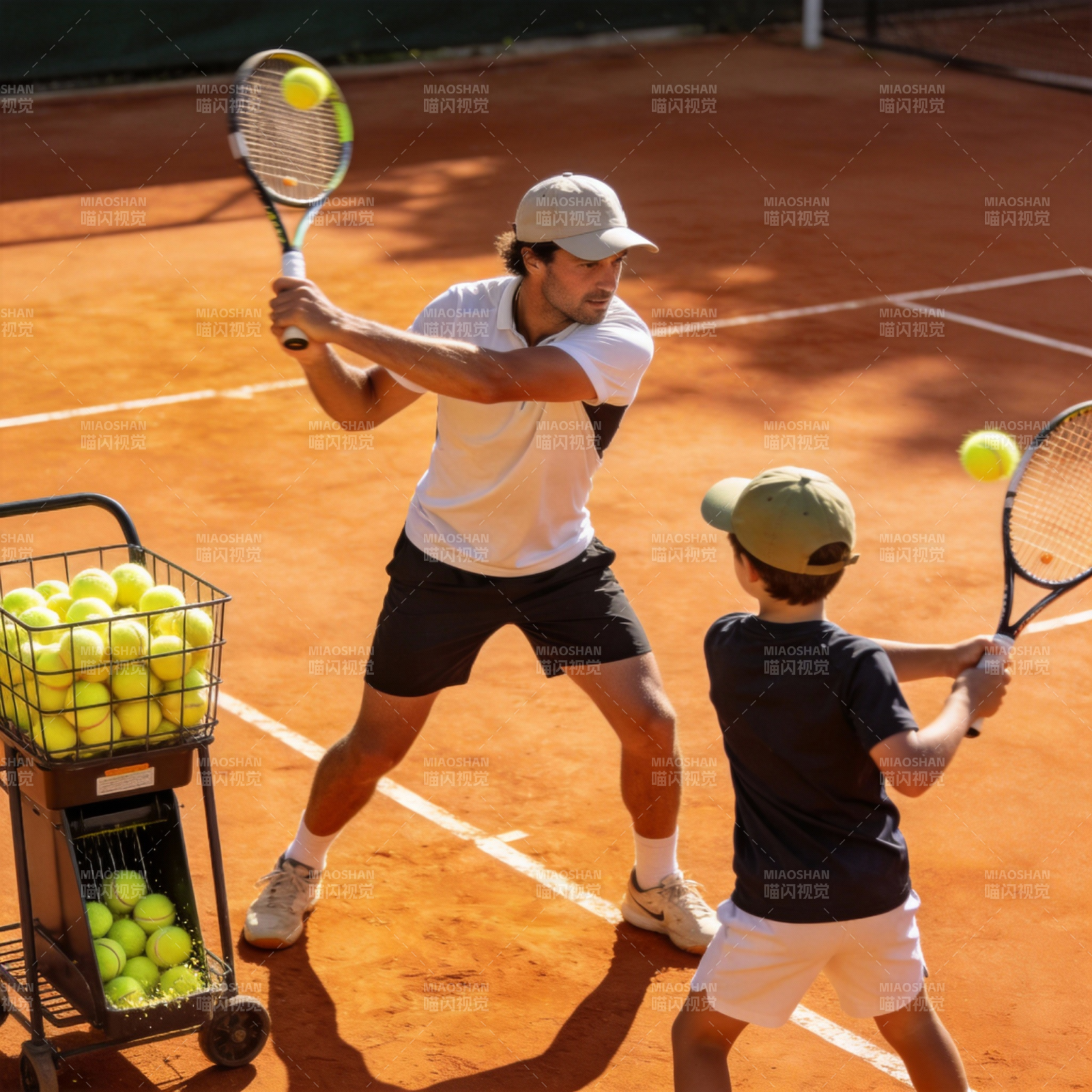 父子网球教学图片