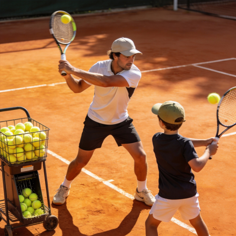 父子网球教学图片