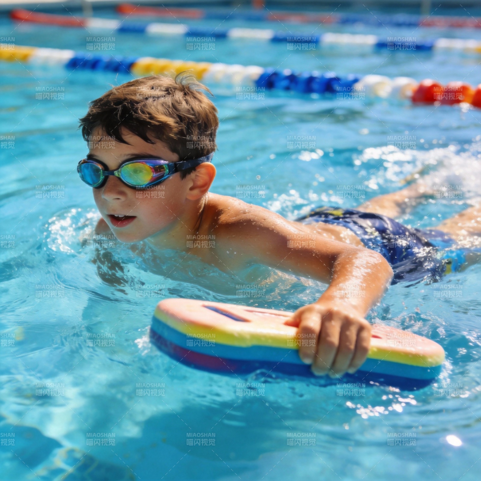 少年泳池畅游图片