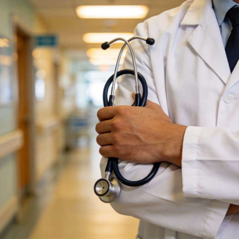 医生手持听诊器图片