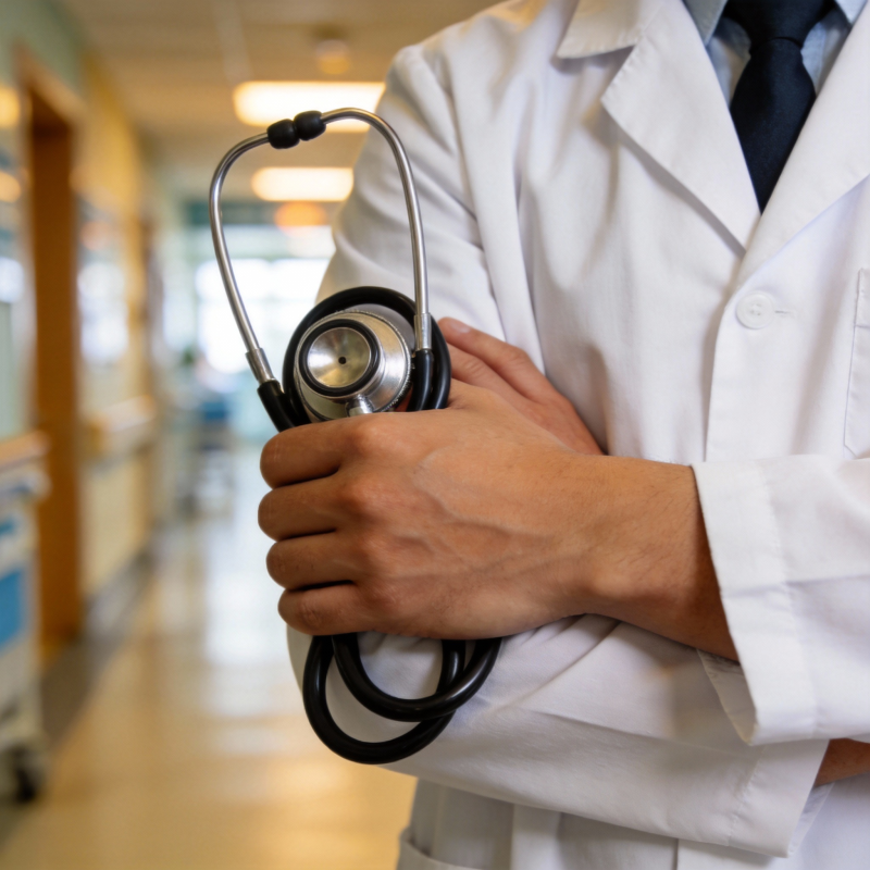 医生手持听诊器图片