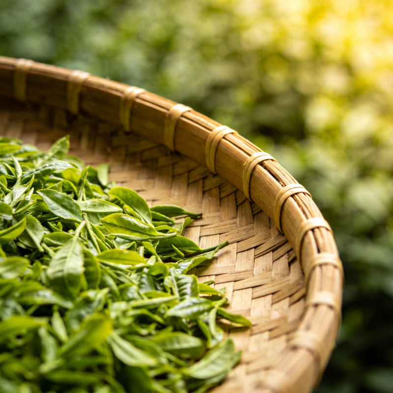 新采茶青入竹篮图片