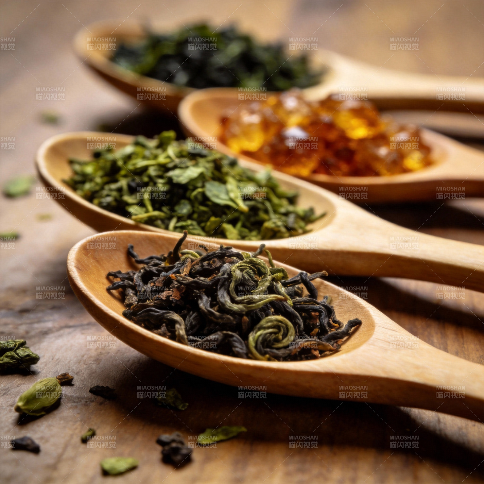 四味茶香 木勺盛放图片