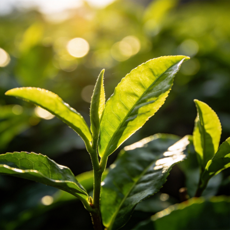茶树新叶迎光图片