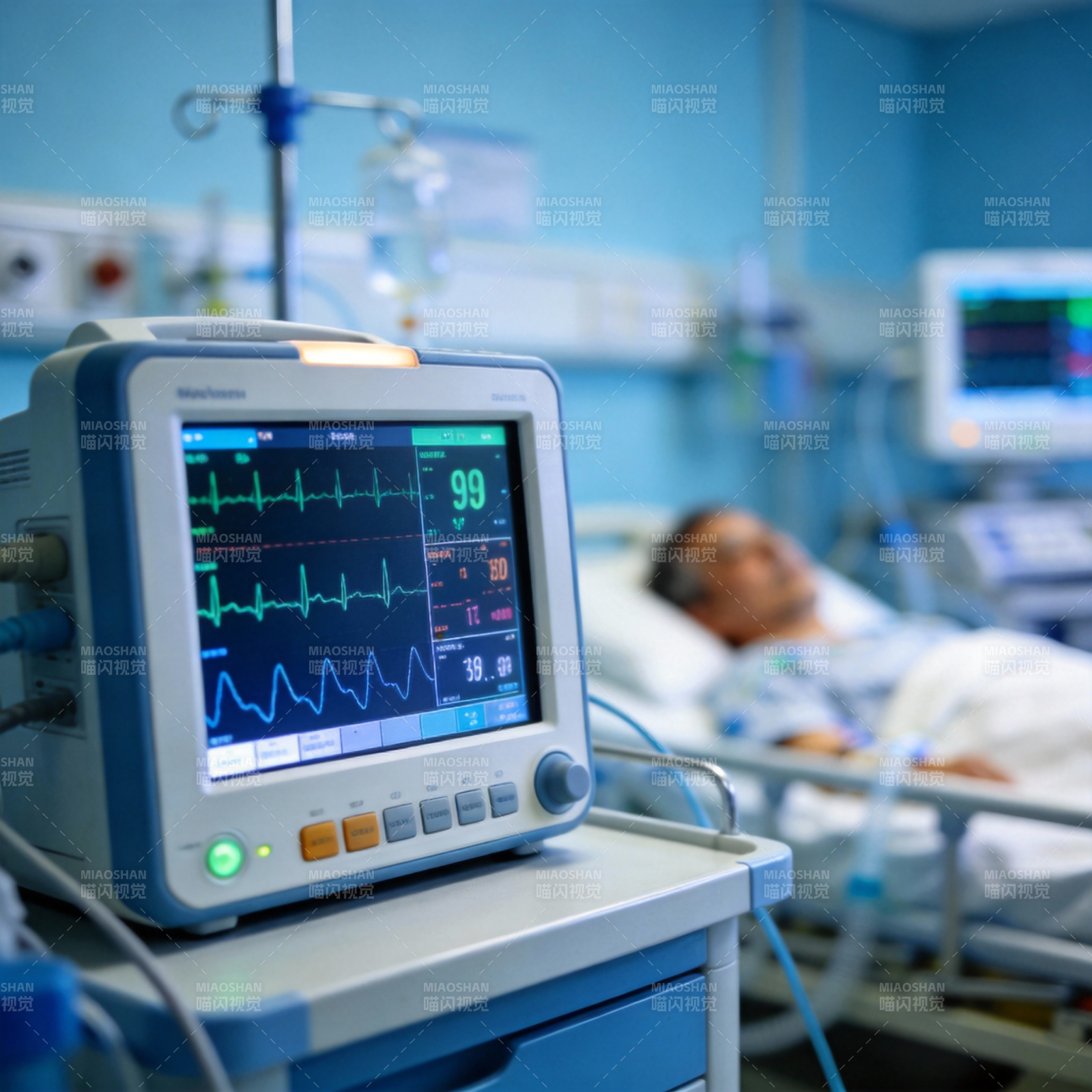病房监护仪显示生命体征图片