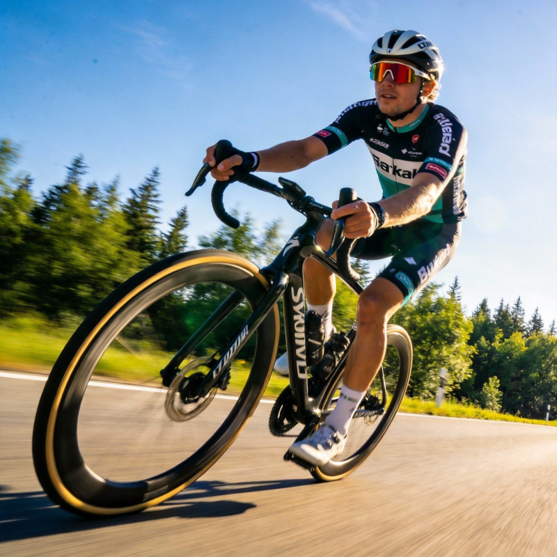 骑行者疾驰在公路上图片