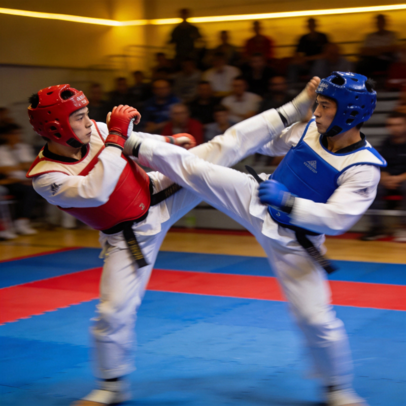 跆拳道对决瞬间图片