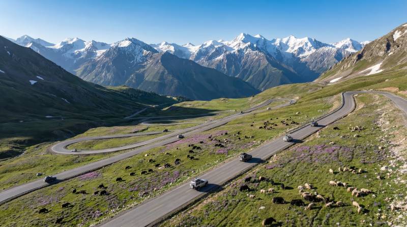 雪山公路美景图片