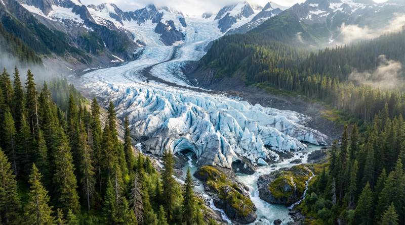 冰川森林奇景图片
