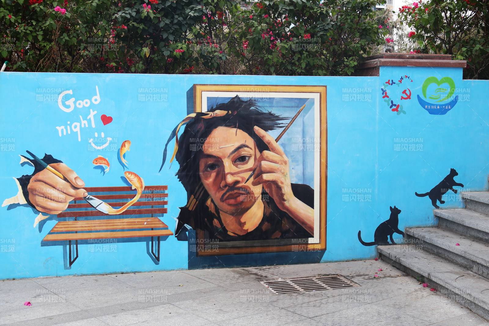 街头艺术夜景图片