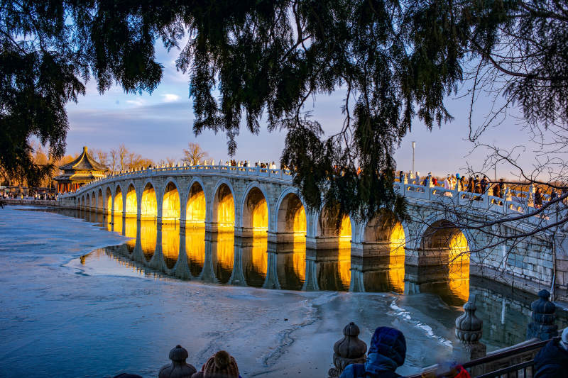 颐和园十七孔桥冬景图片