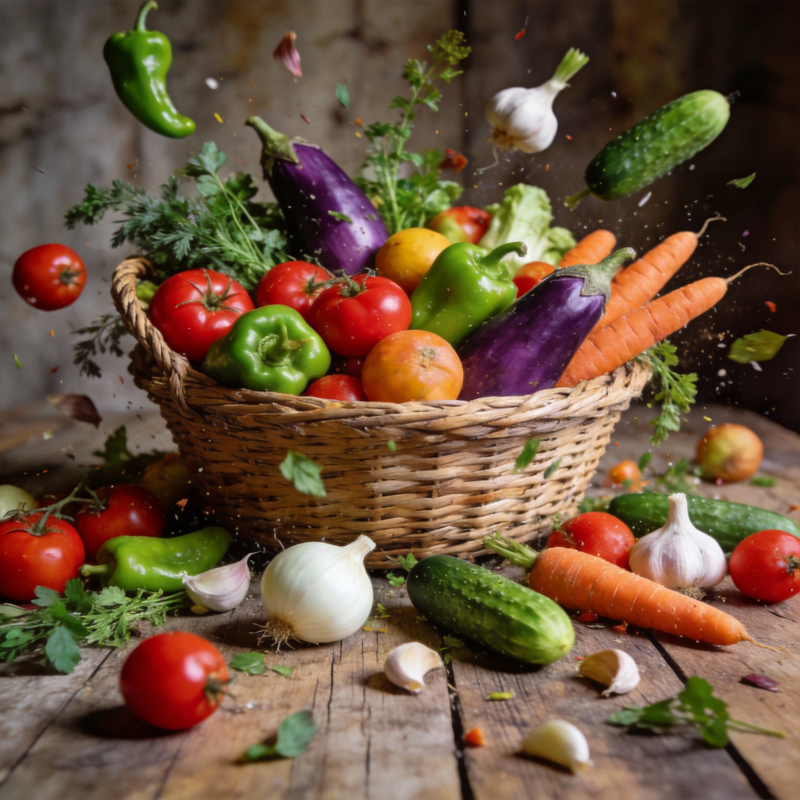 新鲜蔬菜飞舞图片