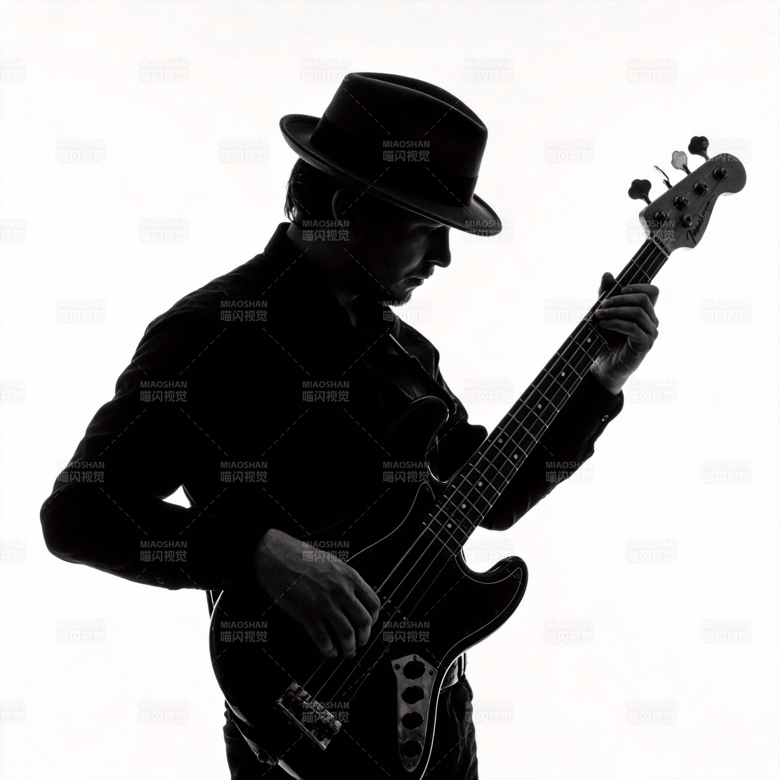 黑影中的贝斯手图片