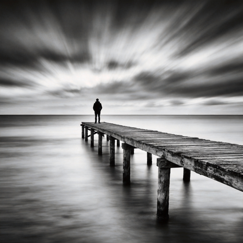 孤影长桥 云海无边图片