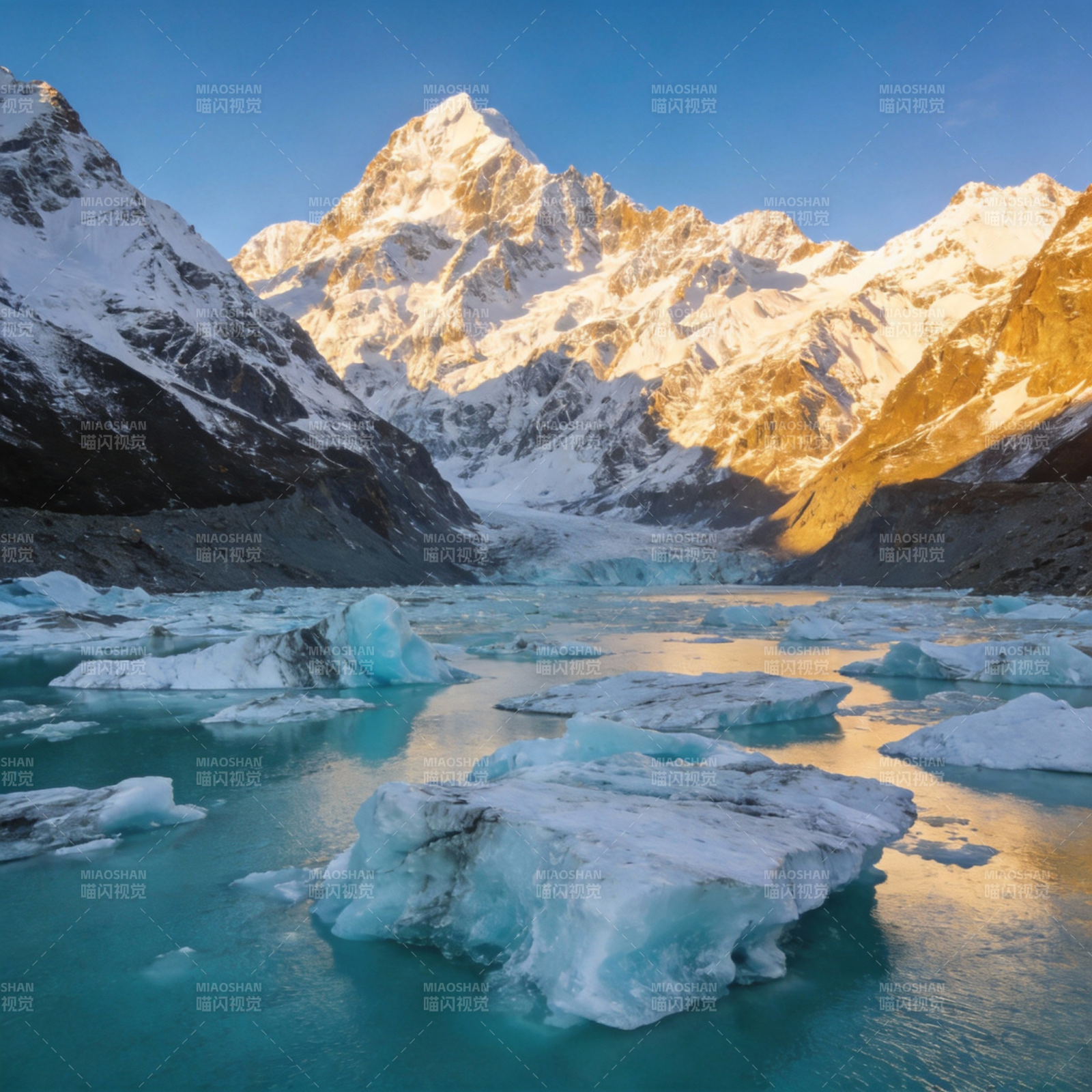 冰川湖畔雪山美景图片