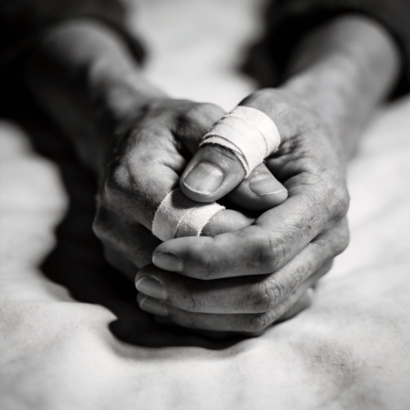 缠绷带的手图片