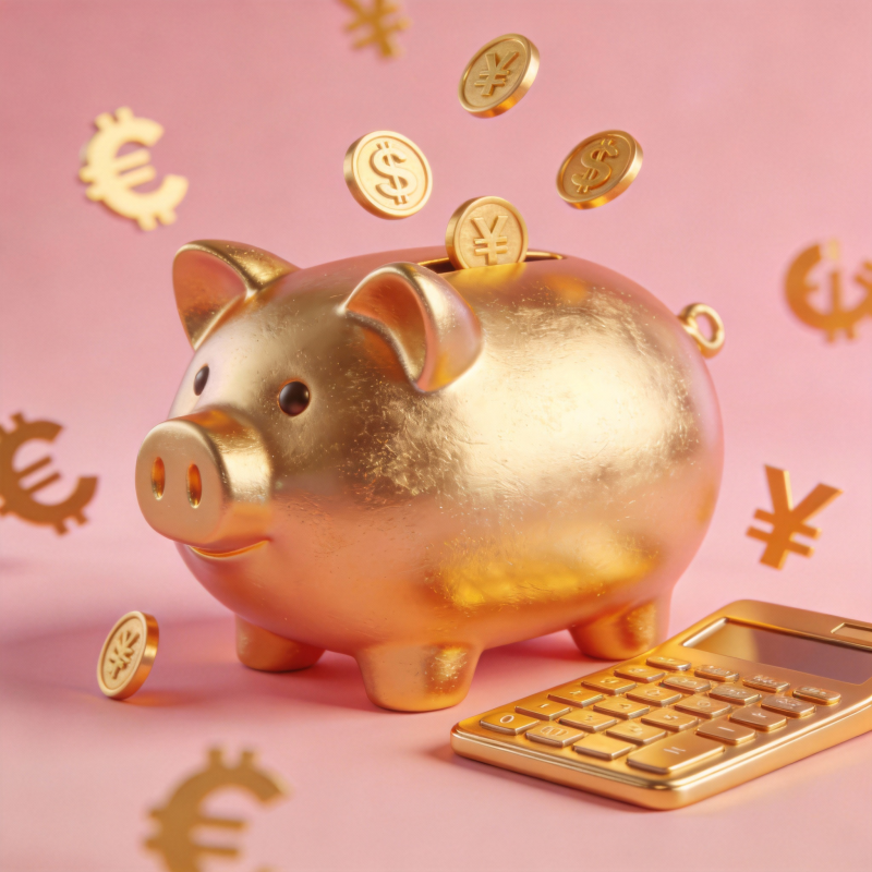 金色存钱罐与金币图片