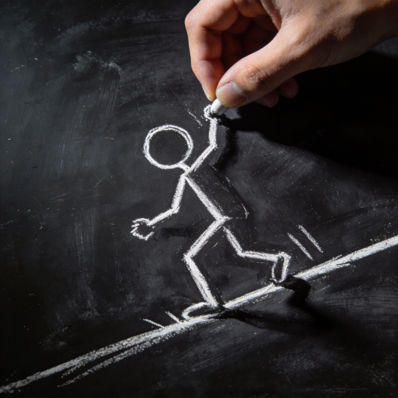 粉笔画奔跑人影图片