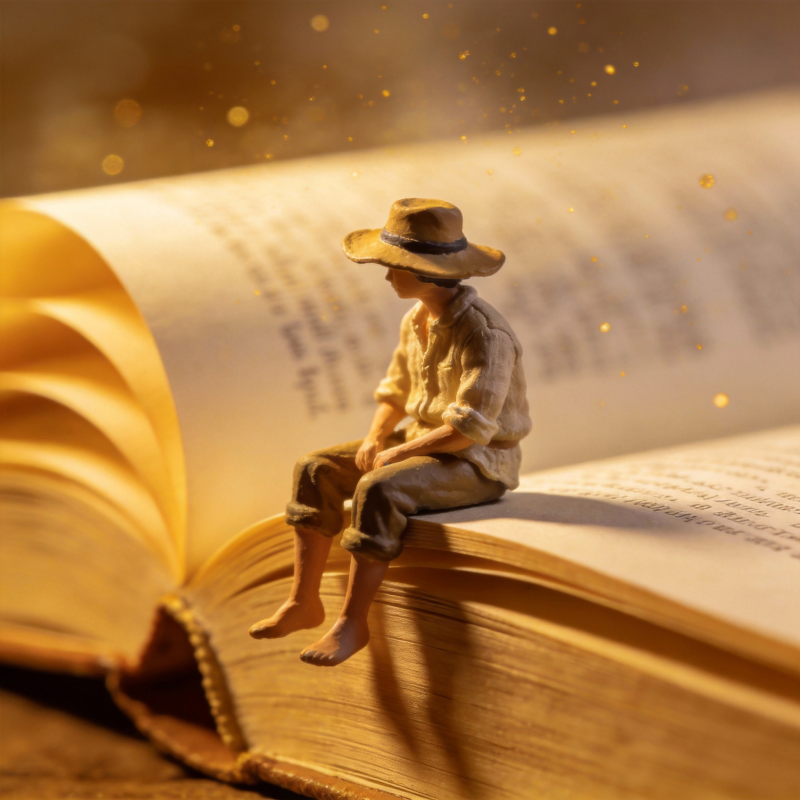 书页上的旅人图片