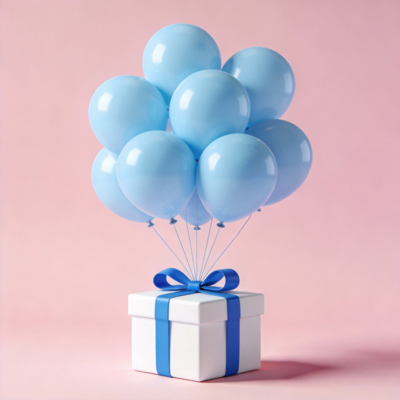 蓝色气球礼盒图片