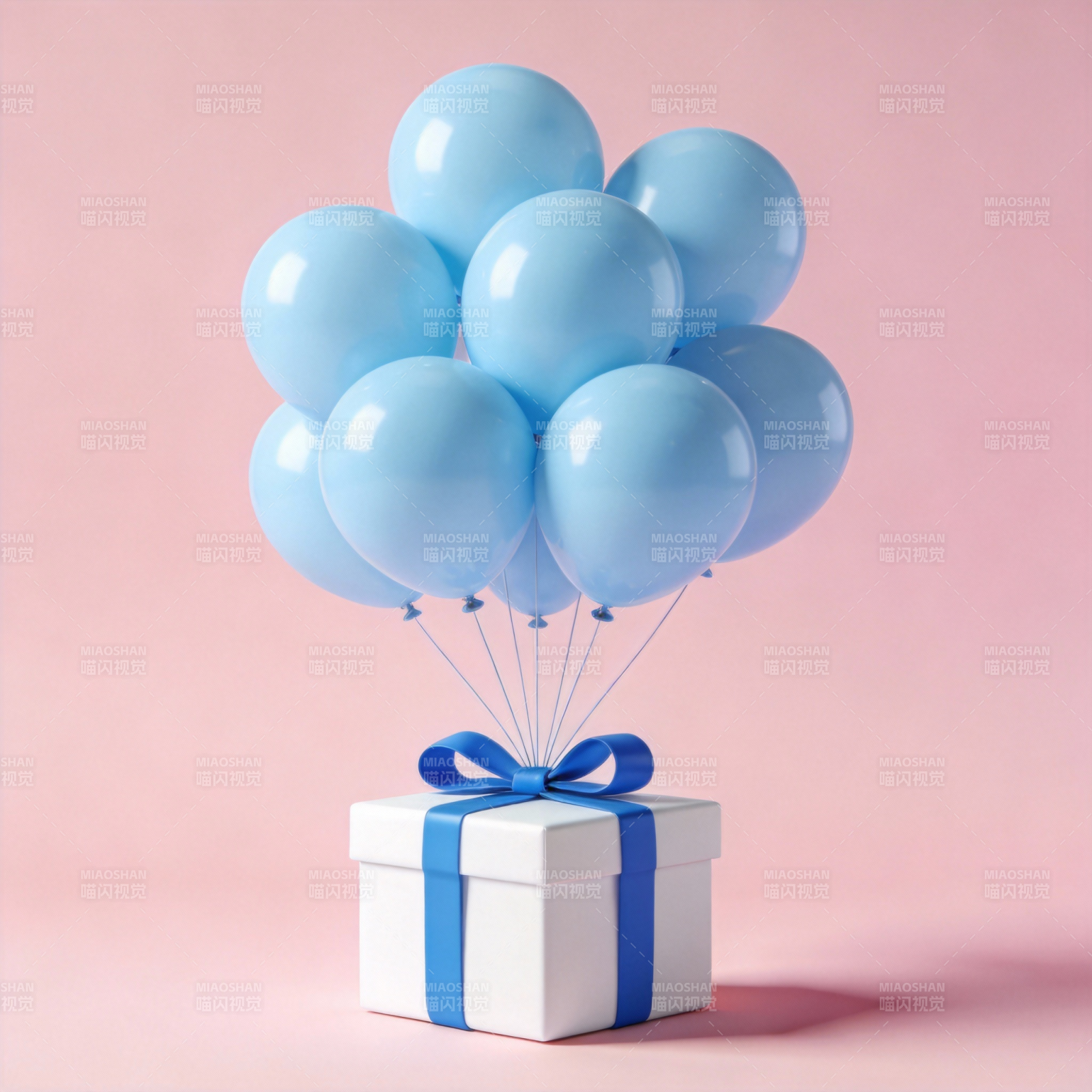 蓝色气球礼盒图片