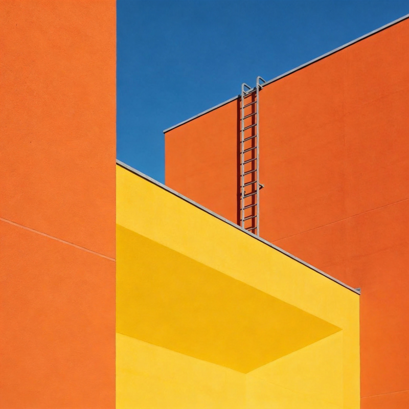橙黄建筑几何之美图片