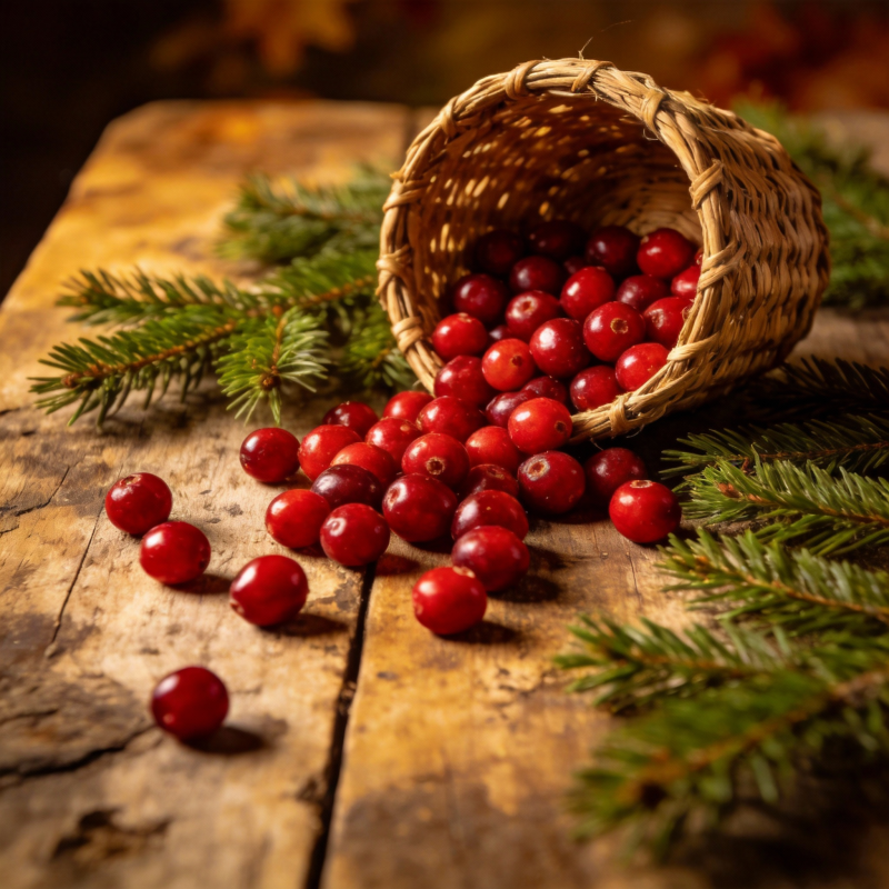 红果溢篮 松枝相伴图片