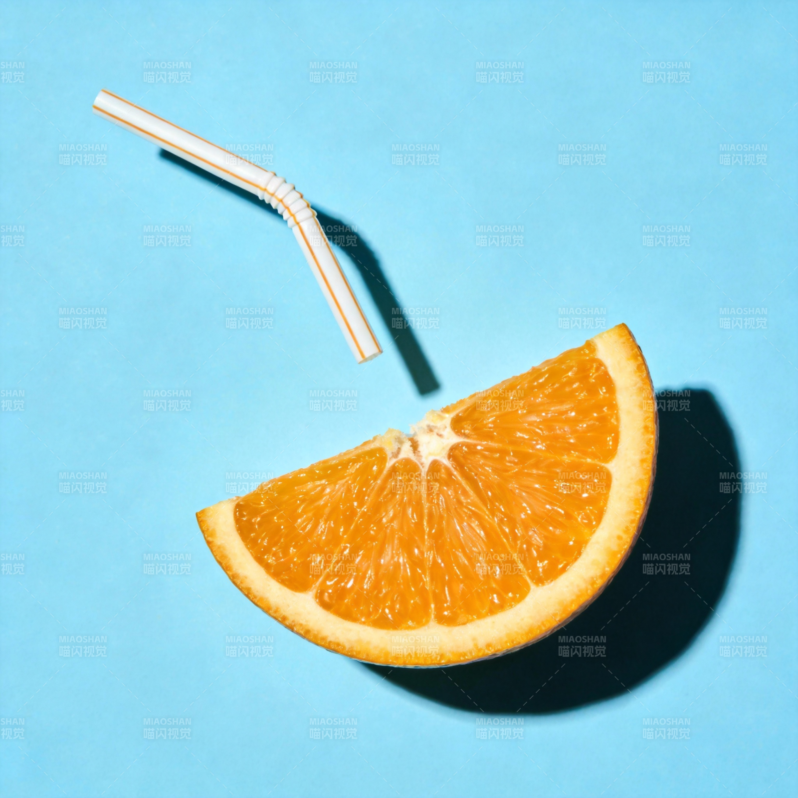 橙片与吸管图片